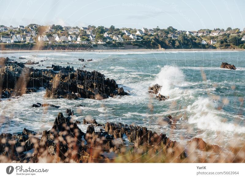 Bretagne - Westwind stürmisch muscheln entspannung küstenwanderung Strand Urlaub Schönes Wetter Urlaubsstimmung Sand Steine Erholung Wohlgefühl granitfelsen