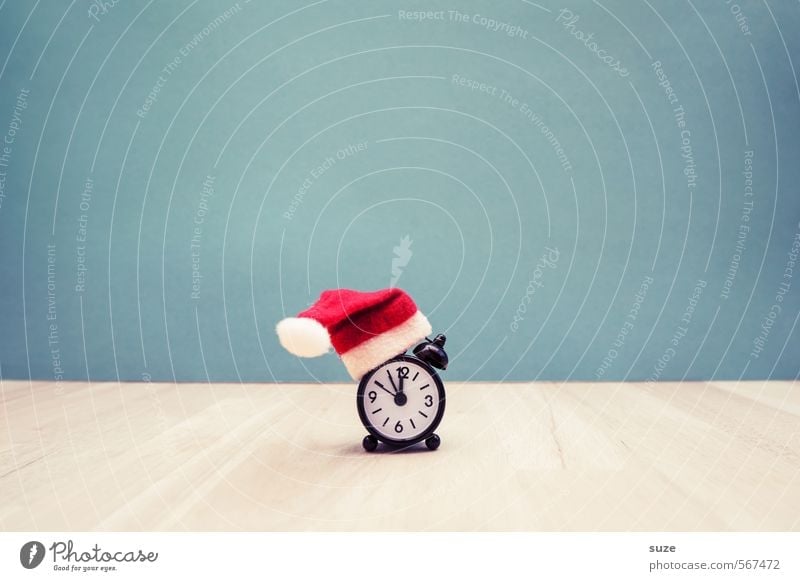 *Weihnachts-Ticker* Stil Design Dekoration & Verzierung Uhr Feste & Feiern Weihnachten & Advent Mütze Zeichen Kitsch lustig rot Vorfreude Pünktlichkeit Stress