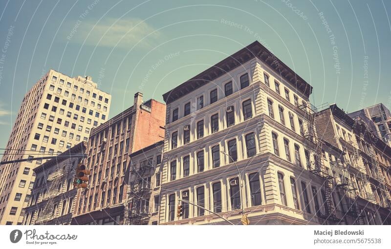 Retro stilisiertes Bild von New York diverse Architektur, Manhattan, USA. Großstadt nyc Gebäude urban New York State retro amerika reisen altehrwürdig gefiltert