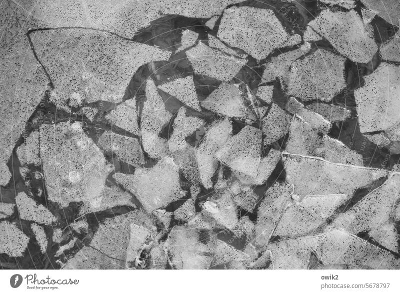 Schollastik Bruchstücke Luftblasen Schwarzweißfoto Vergänglichkeit zerbrochen Stückwerk viele zerfallen bruchstückhaft Einzelteile gebrochen Scheibe Jahreszeit
