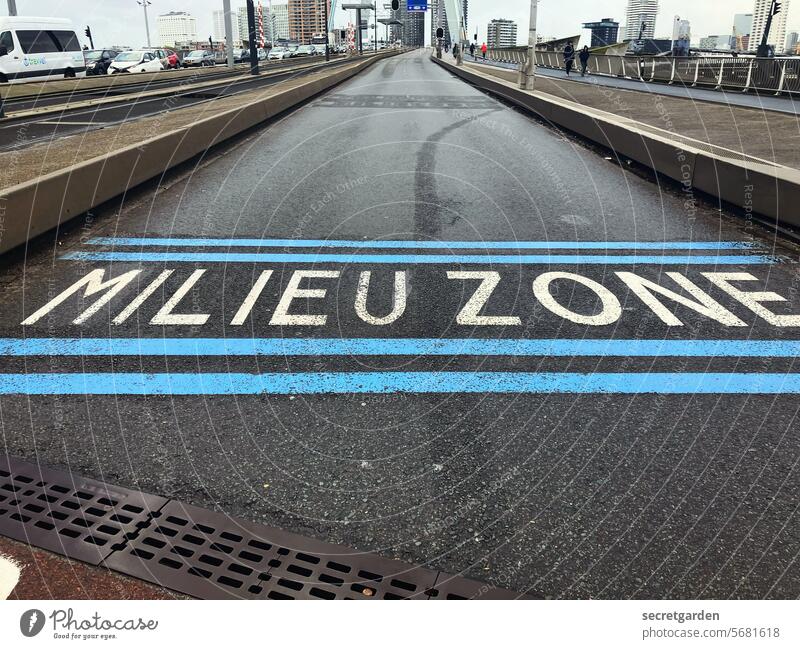Der Weg ist frei für Umweltschutz. Zone niederländisch Straße Straßenverkehr Schrift Hinweis Bereich Warnung Schilder & Markierungen Hinweisschild Sicherheit