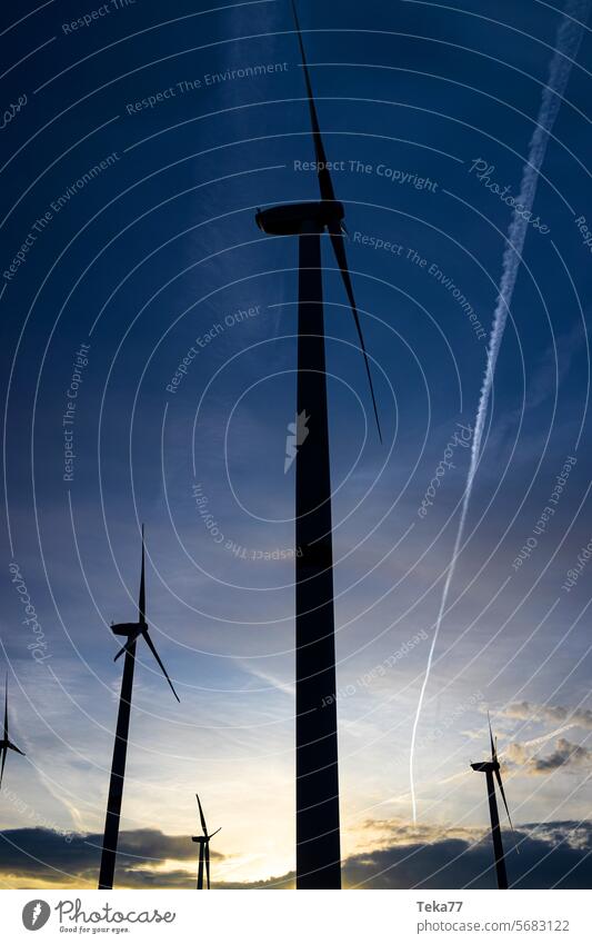 moderne Windturbinen am Morgen senkrecht Windpark moderner Windpark Windenergie Morgenwind Morgenlicht Sonne Lichter saubere Energie Windpark-Video