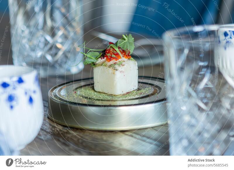 Elegante Fusionsküche in einem Michelin-Stern-Restaurant in Zermatt Küche michelin Schweiz elegant Präsentation Speise Feinschmecker Lebensmittel lokal