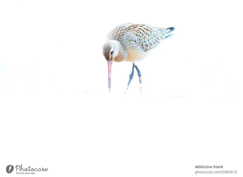 Pfuhlschnepfe an der asturischen Küste während des Durchzugs der Zugvögel Vogel Tierwelt Natur Asturien Migrationspassage Nahrungssuche MEER Strand Sand