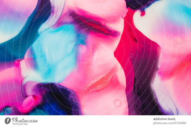Lebendige abstrakte Tintenfarben in Wassertextur Hintergrund Textur Tusche Farbe pulsierend rosa blau schwarz Verwirbelung Muster Flüssigkeit Bewegung Tapete