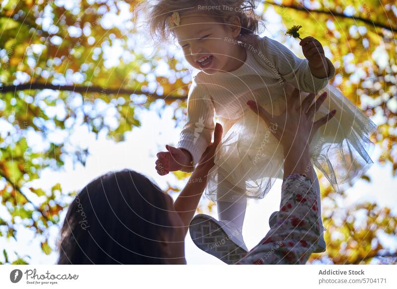 Anonyme fröhliche Mutter und Tochter spielen in einem kalifornischen Park Kalifornien Freude ethnisch Herbst Natur USA Familie im Freien Bonden Fröhlichkeit
