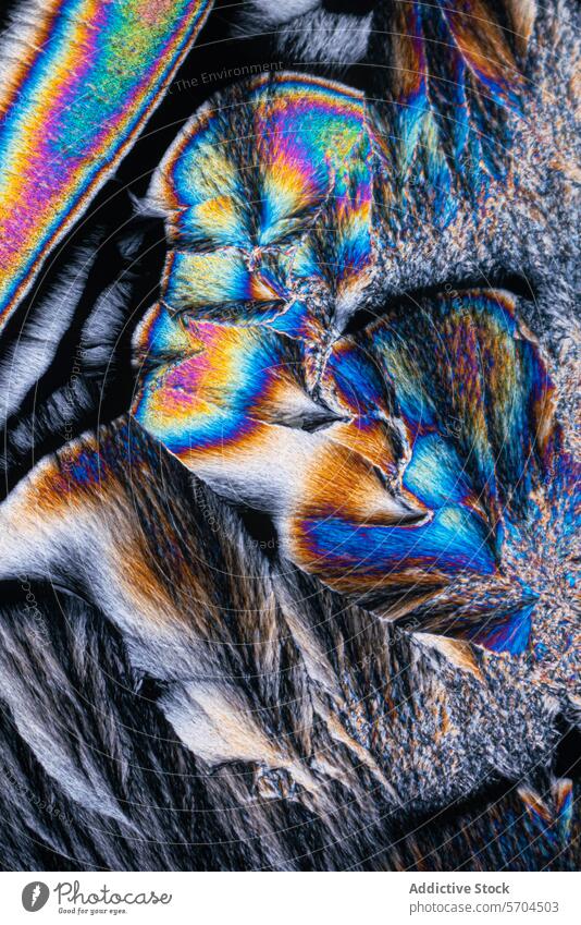 Abstrakte schillernde Kristalltextur in leuchtenden Farben abstrakt irisierend Kristalle Textur pulsierend Nahaufnahme Muster hypnotisierend visuell verbindlich