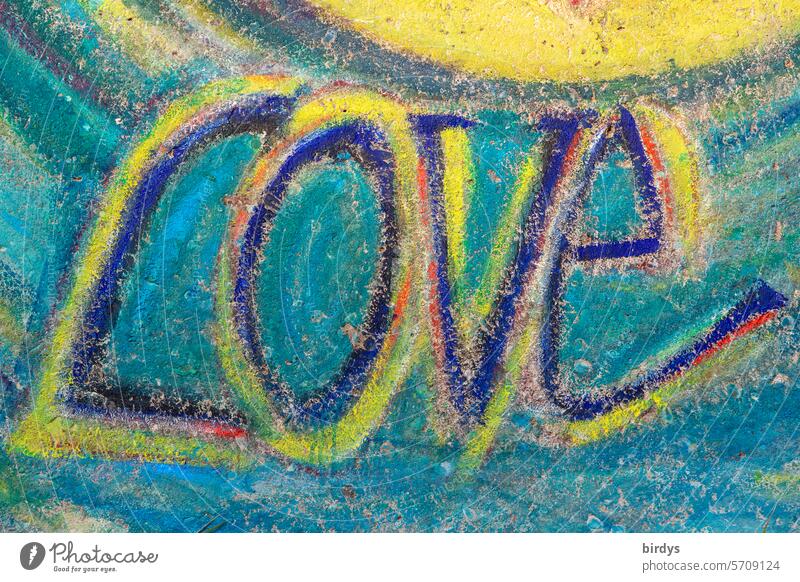 Love, buntes Graffiti Liebe Verliebt lieben Wort freundlich Schriftzeichen Verliebtheit Glück Gefühle formatfüllend mehrfarbig
