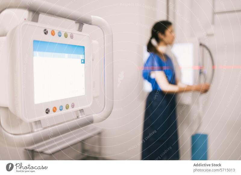 Medizinisches Fachpersonal vor einem digitalen Röntgengerät medizinisch professionell Gesundheitswesen Arbeiter röntgen Gerät Diagnostik Verfahren Einrichtung
