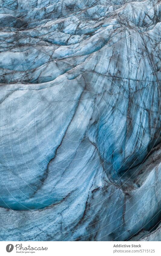 Texturierte Eisformationen auf dem VatnajÃ¶kull-Gletscher, Island Formation gestreift blau weiß natürlich Muster Nahaufnahme Nationalpark arktische kalt Klima