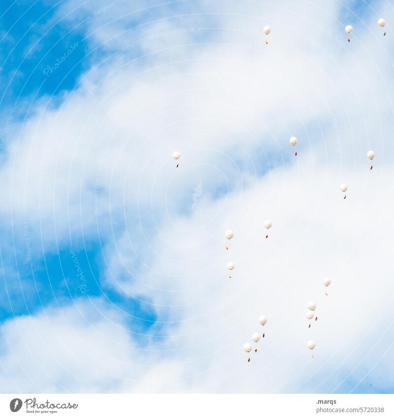 Aufsteigende Luftballons Himmel Freude Helium fliegen Hochzeit Party Feste & Feiern Geburtstag Lebensfreude Glück Veranstaltung Ballons Dekoration & Verzierung