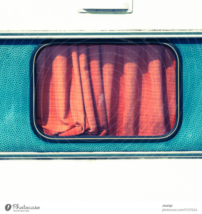 Blickdicht Vorhang Wohnwagen Fenster Camping Ferien & Urlaub & Reisen Freizeit & Hobby Gardine Erholung Sommerurlaub weiß Freiheit Tourismus Campingplatz