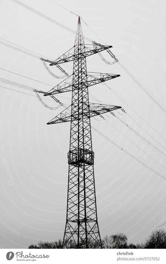 Hochspannungsleitung Strommast Leitung Elektrizität Energieversorgung Energiewirtschaft Technik & Technologie Stromtransport Stromtrasse Überlandleitung