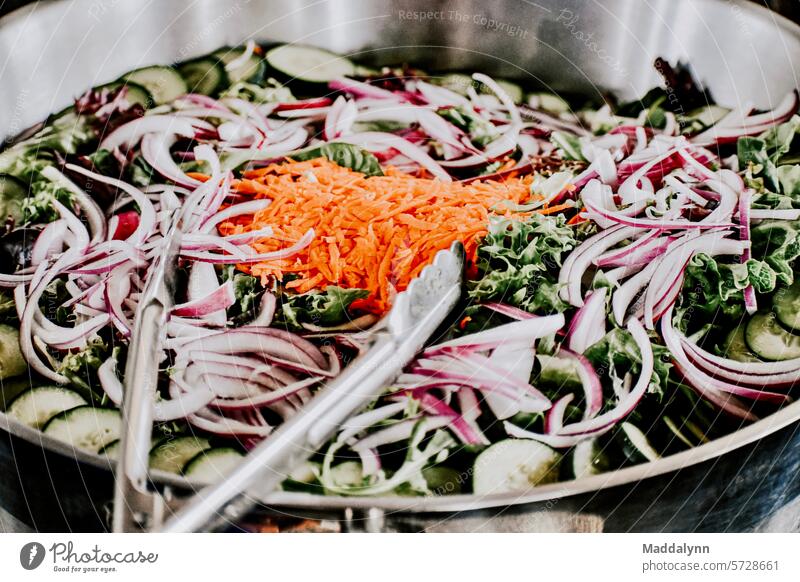 Gemischter Salat appetitlich Lebensmittel Fotografie mit frischem Gemüse Salatbeilage Gesundheit Vegetarier Ernährung Vegetarische Ernährung Bioprodukte