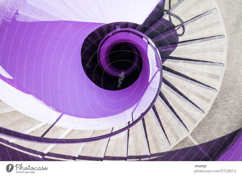 Abwärtsspirale Wendeltreppe Treppe Spirale Architektur Unendlichkeit Treppengeländer rund Farbe elegant Design oben Strukturen & Formen abwärts verrückt Sog