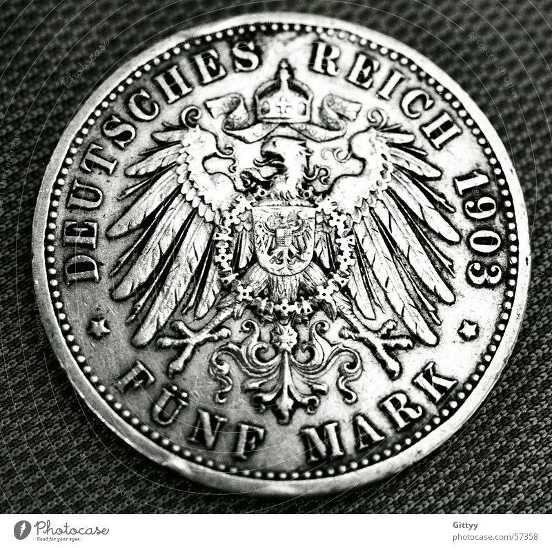 fünf Mark Geld Geldmünzen Bundesadler Deutschland Vergangenheit