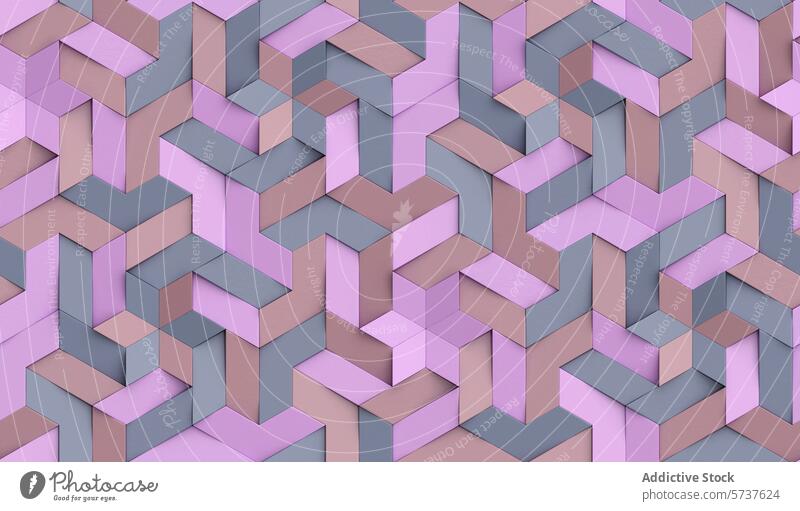 3D Wallpaper Origami-Mosaik von farbigen Partikeln rosa, blau und lila Tönen Hohe Qualität nahtlose realistische Textur Tapete Kinder Pastell Hintergrund