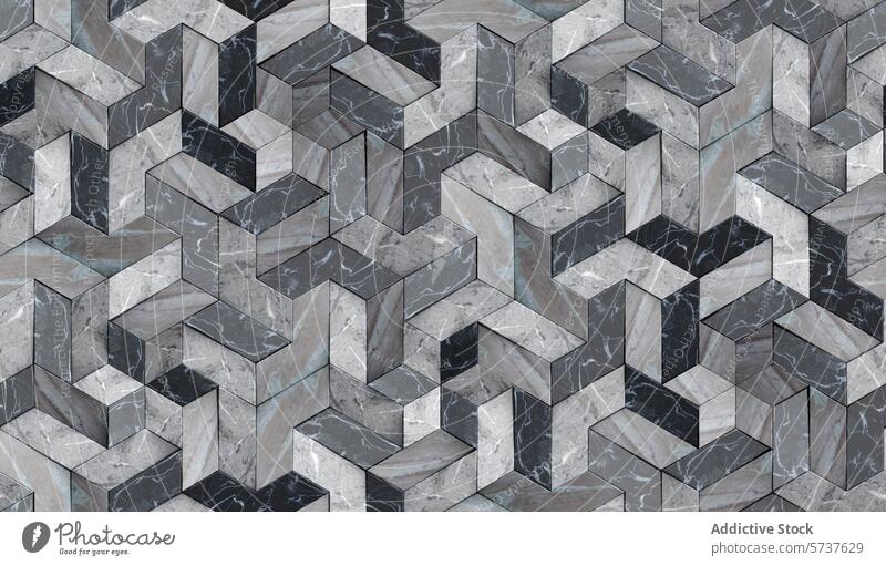 3D Wallpaper Mosaik von soliden Luxus schwarz, weiß und grau Marmor Teilchen Hohe Qualität nahtlose realistische Textur Tapete Hintergrund abstrakt Muster