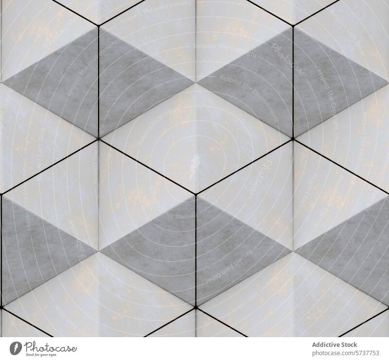3D-Wand aus alten Stuckdreiecken im Loft-Stil, zusammengesetzt aus Sechsecken und nahtlosem Ornament 3d Fliesen u. Kacheln weiß dreikant Geometrie Tapete