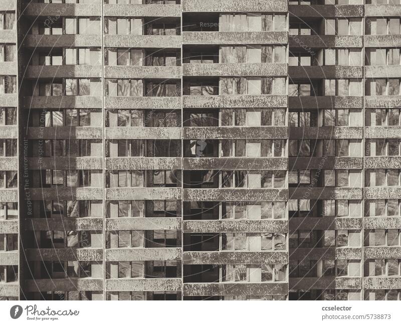 Detailaufnahme der grauen Fassade eines Hochhausmodells Architektur Stadt modern Menschenleer Farbfoto Außenaufnahme Strukturen & Formen Tag Bauwerk