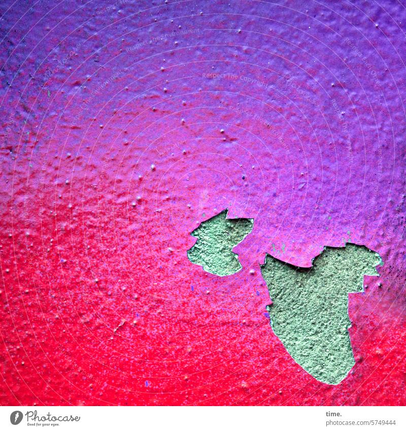 Putz & Deko Lack Mauer Wand Farbverlauf abgeblättert Schaden Loch kaputt Verfall Wandel & Veränderung Strukturen & Formen verfallen Zerstörung Fassade