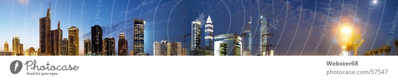 Dubai bei Nacht neu Vereinigte Arabische Emirate Licht dunkel Naher und Mittlerer Osten Hochhaus Fenster Panorama (Aussicht) Asien Wüste blau hoch bauen Stern