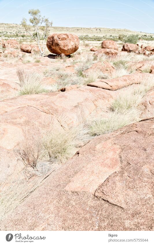 in australien die felsen des teufelsmarmors Murmeln Australien Teufel Outback Felsen wüst Landschaft karlu Stein Granit Natur Felsbrocken Erhaltung Himmel