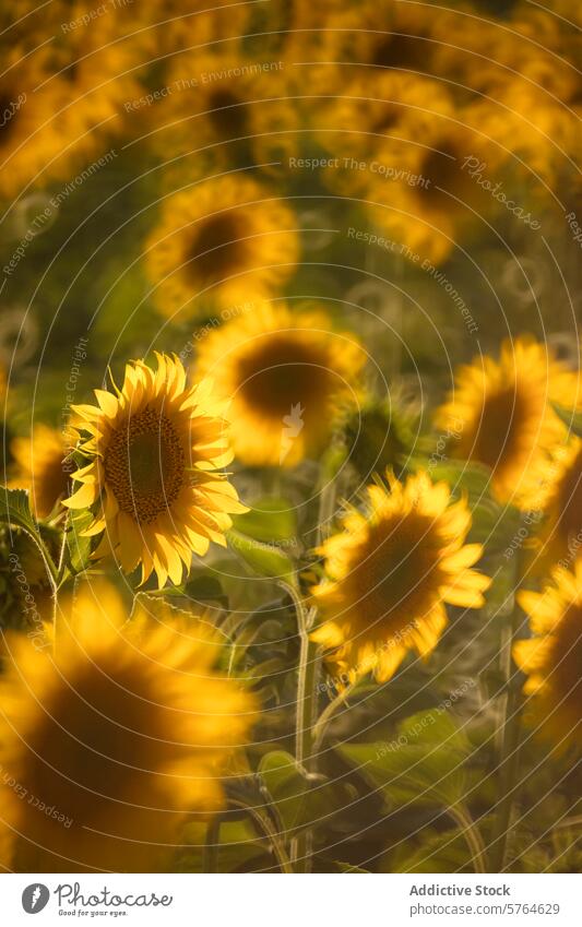 Goldene Sonnenblumen in warmem Licht bei Guadalajara, Spanien Feld Warmes Licht golden Natur pulsierend Schönheit Flora Blütezeit Pflanze landwirtschaftlich