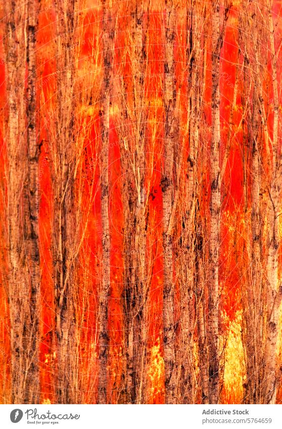 Strukturierte Pappelbaumrinde in Canamares, Cuenca, Spanien Textur Rinde Pappeln Baum rot orange Nahaufnahme Muster Weide Bodenbearbeitung Landschaft Natur Holz
