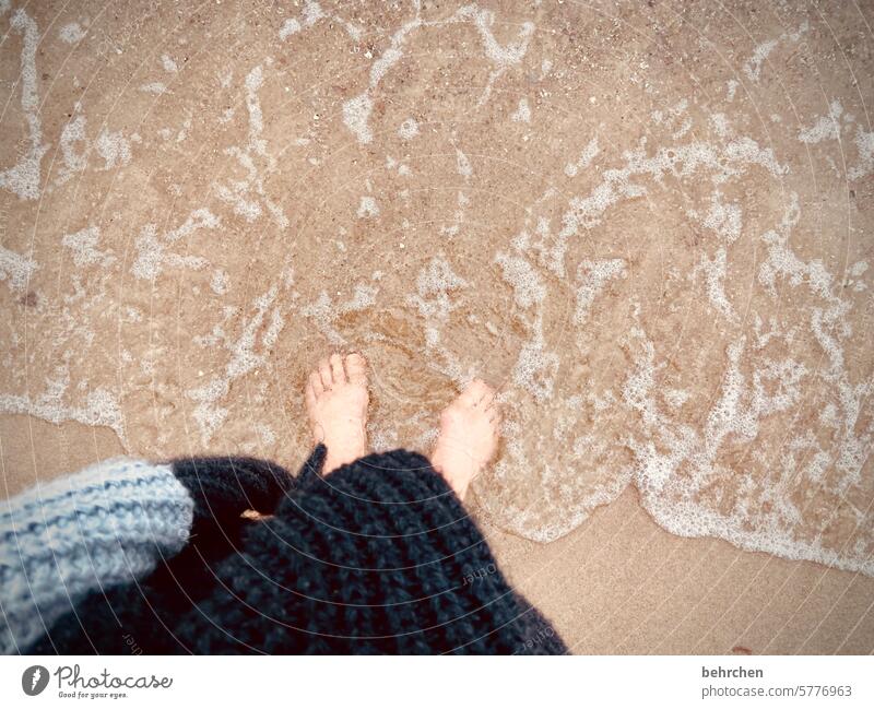 fußbad Barfuß Fußbad Sand Sandstrand Wasser Zehen genießen Schwimmen & Baden Küste Wellen Meer Strand Ferien & Urlaub & Reisen Ostsee Rügen kalt