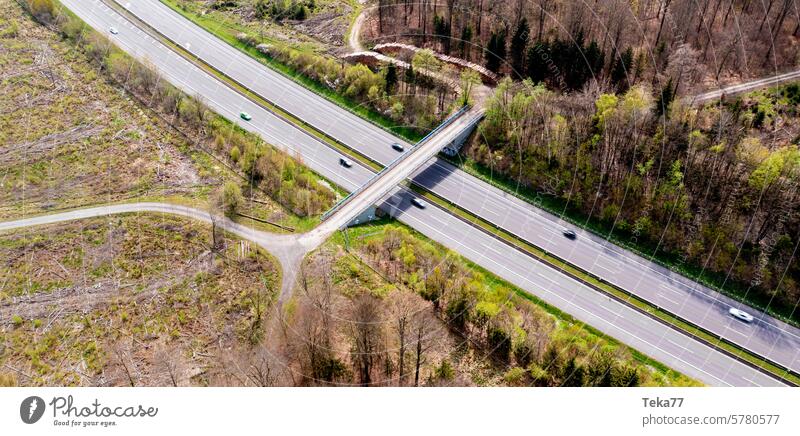 Autobahn von Oben autobahn lkw highway von oben verkehr Schnellstraße Transportwesen transport Deutschland