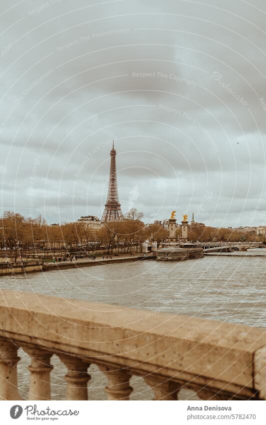 Paris, Frankreich im Vorfrühling Pont Alexandre III Brücke Straße Französisch reisen Stadtbild urban trist Tourismus Großstadt Wahrzeichen Europa Gebäude