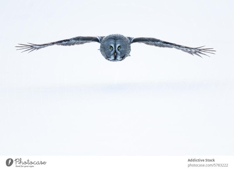 Majestätische Eule im Flug gegen einen klaren Himmel Waldohreule Vogel Flügel wild Tierwelt Natur Antenne Feder majestätisch mitten im Flug ausgestreckt gleiten