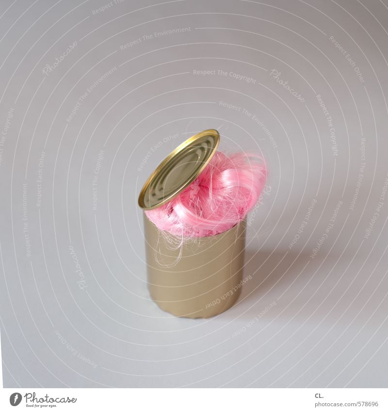 dosenhaar Verpackung Dose Perücke außergewöhnlich einzigartig lustig gold rosa bizarr Kreativität skurril Surrealismus Haare & Frisuren Konservendose Karneval