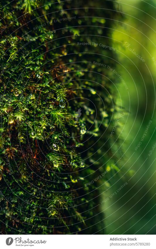 Nahaufnahme von lebhaftem Moos auf einem Baum in Costa Rica Textur grün Natur Biodiversität Wald Makro Pflanze Öko tropisch Umwelt Detailaufnahme üppig (Wuchs)