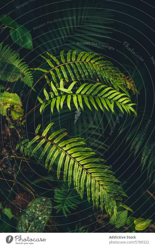 Üppiges Grün des costaricanischen Regenwaldes Costa Rica Wurmfarn tropisch üppig (Wuchs) Laubwerk Biodiversität Natur Umwelt Flora Pflanze Blatt Wachstum