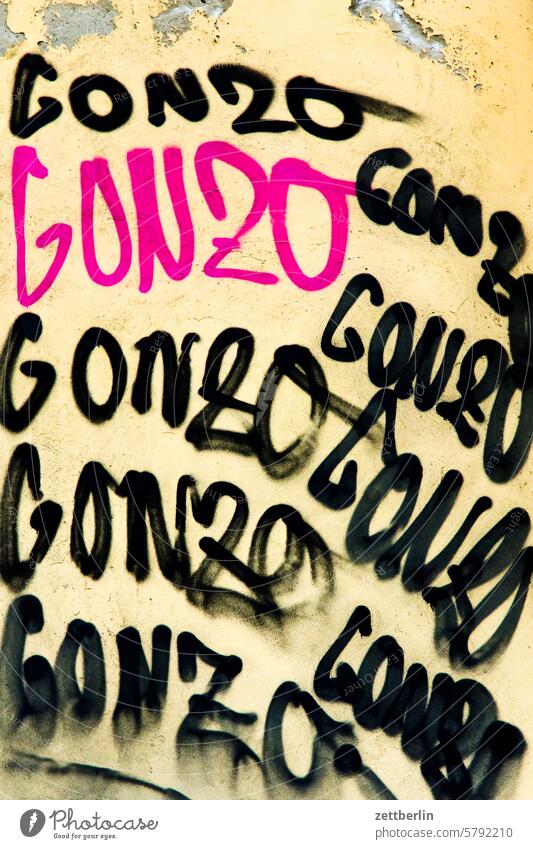 Gonzo aussage begriff botschaft buchstabe gesprayt grafitti grafitto illustration kinderzeichnung kreide kreidezeichnung kunst mauer message nachricht