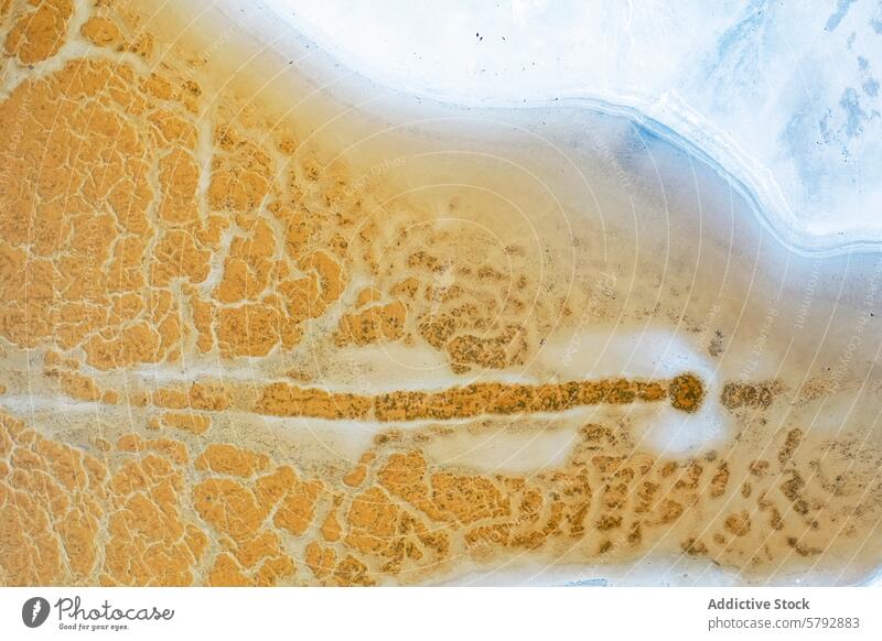 Luftaufnahme der Salzlagunen in Toledo, Spanien Antenne Ansicht Lagune Textur Muster Pfand Gelassenheit Natur abstrakt Kunst Erde Landschaft Mineral Sediment