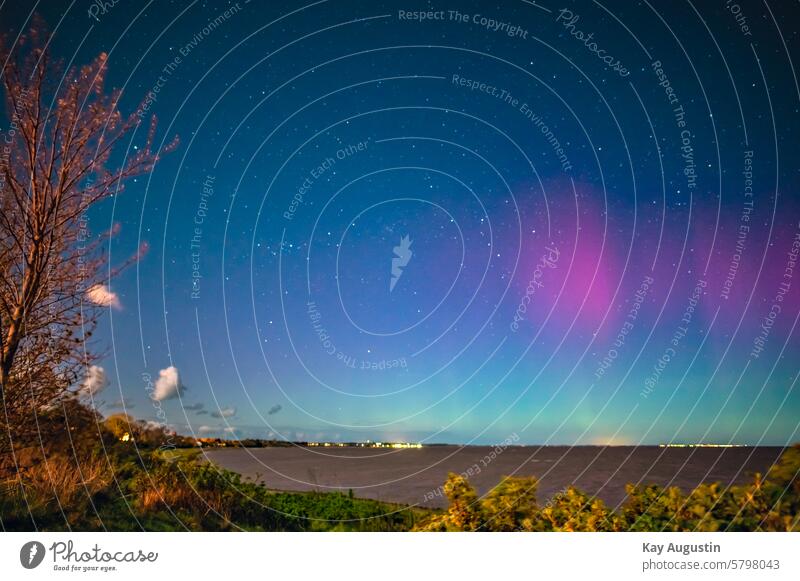 Polarlichter im Norden Landschaft Nordlicht Nacht Nachthimmel Außenaufnahme Farbfoto Stern Licht Natur grün Himmel Aurora Astronomie Leuchterscheinung
