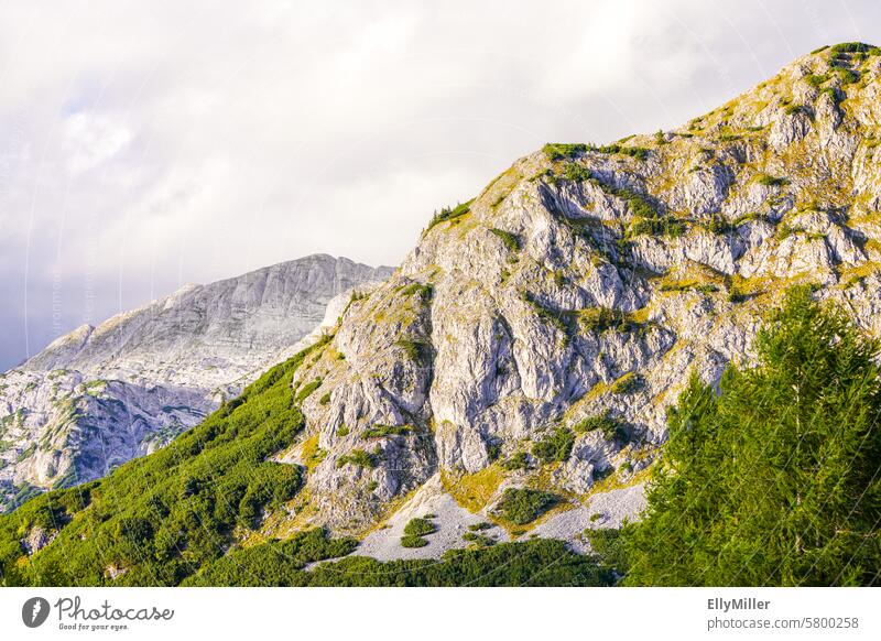 Berglandschaft in der Nähe der Tauplitzalm in Österreich. Landschaft Natur Berge Felsen Berge u. Gebirge Aussicht Wolken Panorama (Aussicht) Ferne Menschenleer