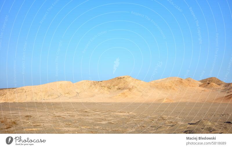 Ägypten Wüstenlandschaft mit blauem Himmel. Natur Landschaft wüst reisen schön Sand im Freien Sommer Sonne Afrika trocknen Abenteuer extrem heiß Düne sonnig