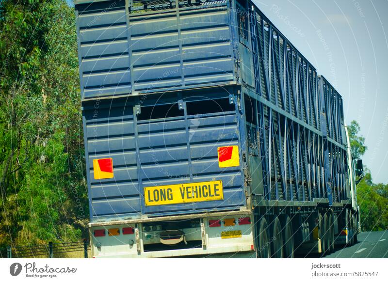 einen überlangen Lastwagen überholen Straße Güterverkehr & Logistik fahren Fahrzeug Anhänger Mobilität Transport Lastkraftwagen Verkehrsmittel Spedition Fracht