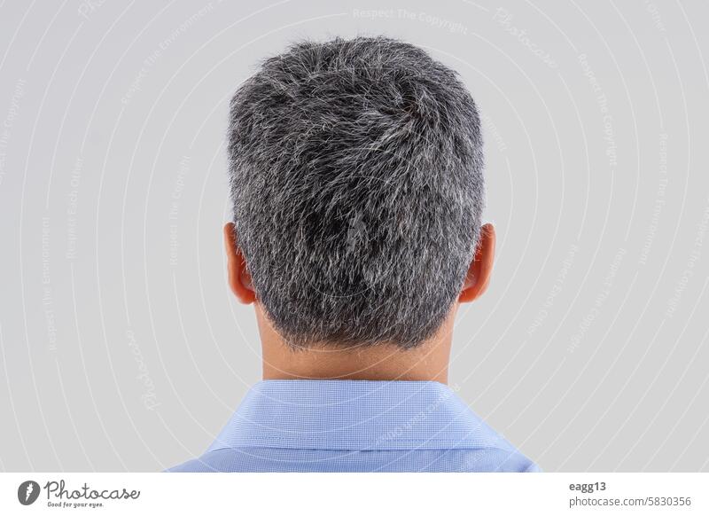 Ein Mann mit einem grauen Kopf und einem blauen Hemd Erwachsener Behaarung Person männlich Verlust Alopezie Kahlheit Männer Kopfhaut Kaukasier zurückweichend