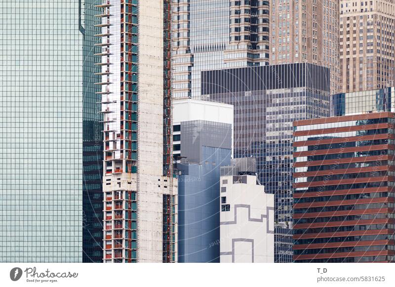 Detailansicht von Hochhäusern in Manhattan New York Architektur Hochhaus New York City USA Detailaufnahme skyscraper