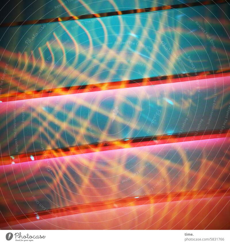 Lightshow Linien Farben Kunstlicht parallel Oberfläche Stoff Projektion Projektionsfläche Technik Lichttechnik psychedelisch Muster abstrakt mehrfarbig