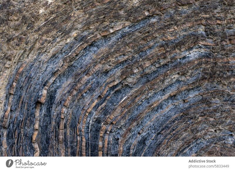 Texturierte Gesteinsschichten im Valle de Liebana, Spanien Geologie Felsen Formation Muster Ebene Stratifizierung sedimentär Kantabrien Natur natürlich