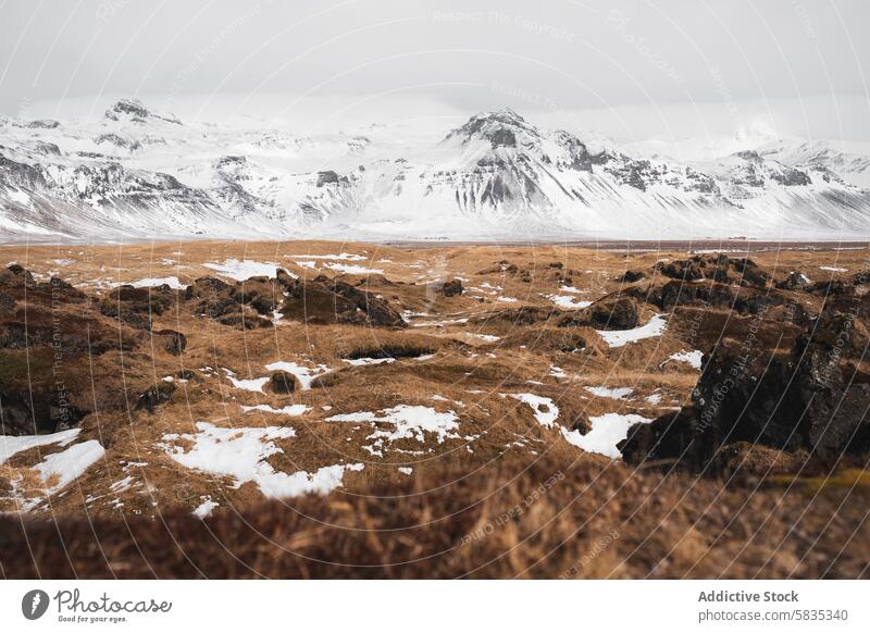 Winterlandschaft auf der Halbinsel Snaefellsnes, Island Landschaft Snæfellsnes Berge u. Gebirge Schnee Cloud Himmel robust Gelände im Freien Natur malerisch