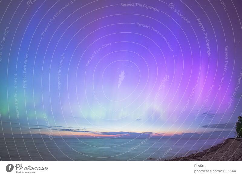 Morgendämmerung und Nordlichter Polarlichter Aurora Himmel Nacht Leuchten astronomisch Astronomie Natur grün Licht Nachthimmel leuchten Stern Landschaft Farben