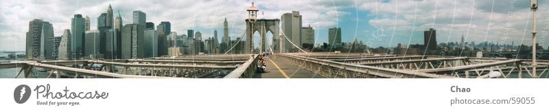 New York City Brooklyn Bridge Sommer Brücke Stadt Haus Hochhaus USA