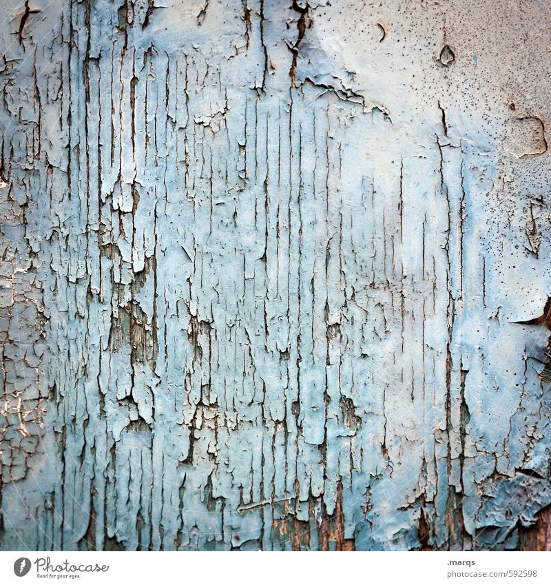 Frühjahrsputz Stil Mauer Wand Holz alt kaputt retro blau weiß Verfall Vergangenheit abblättern Lack Hintergrundbild antik Farbfoto Gedeckte Farben Außenaufnahme